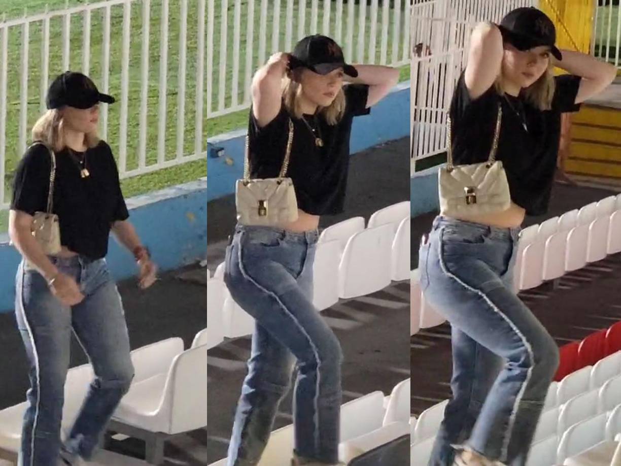 Cecilia García llegó al Nacional para apoyar a su novio Agustín Auzmendi, que le dedicó dos goles en el triunfo del Motagua contra el Victoria.