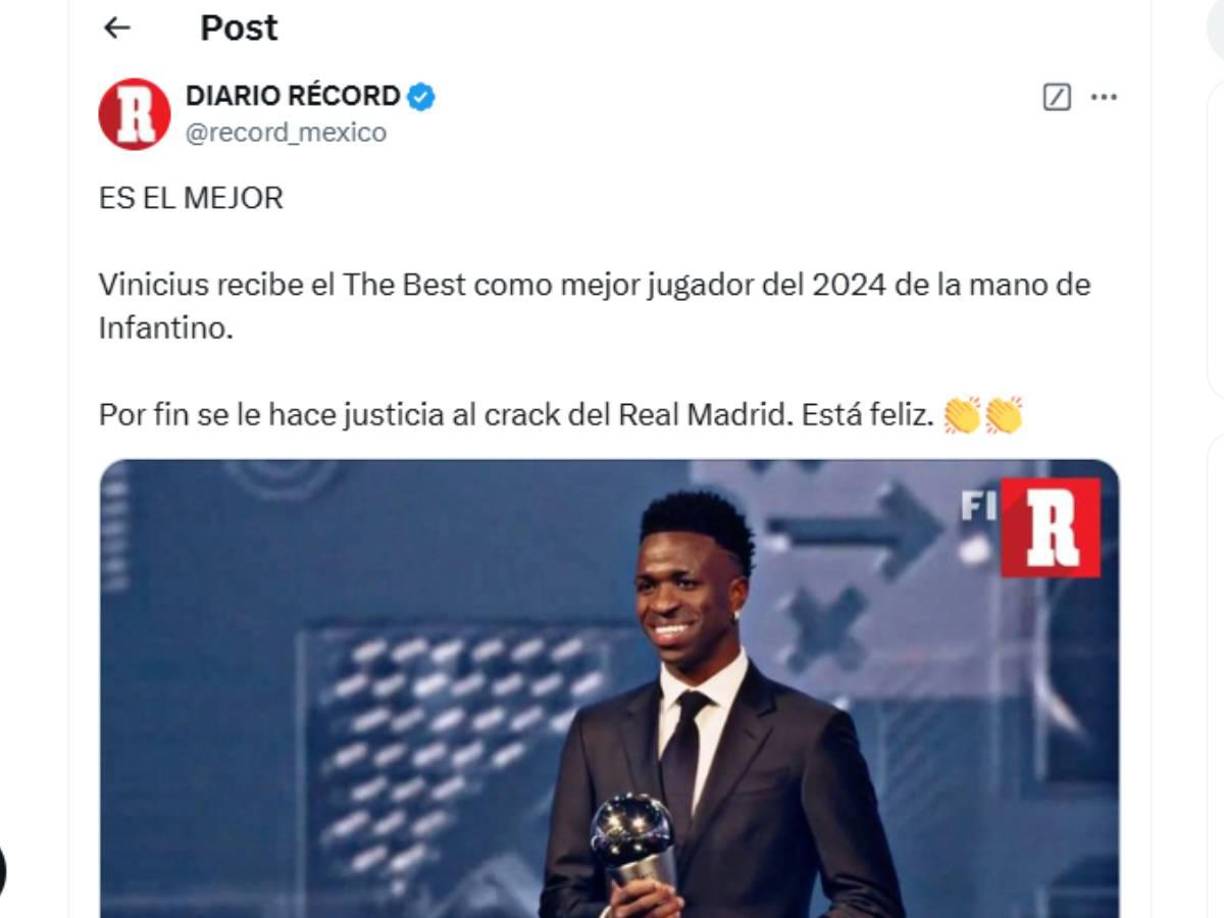 ”Es el mejor”, publicaron los mexicanos del Récord. 