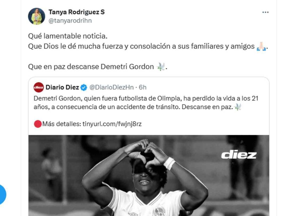 La periodista Tanya Rodríguez lamentó la muerte del atacante del Olimpia.