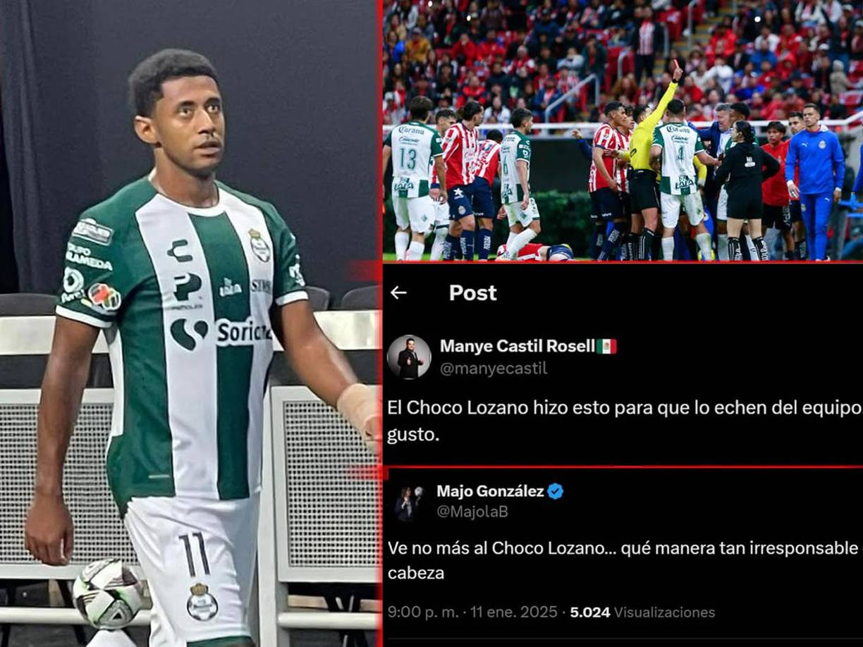 Así ha reaccionado la prensa mexicana y aficionados del Santos Laguna por la expulsión del hondureño Antony ‘Choco’ Lozano ante Chivas en el inicio de la temporada 2025.