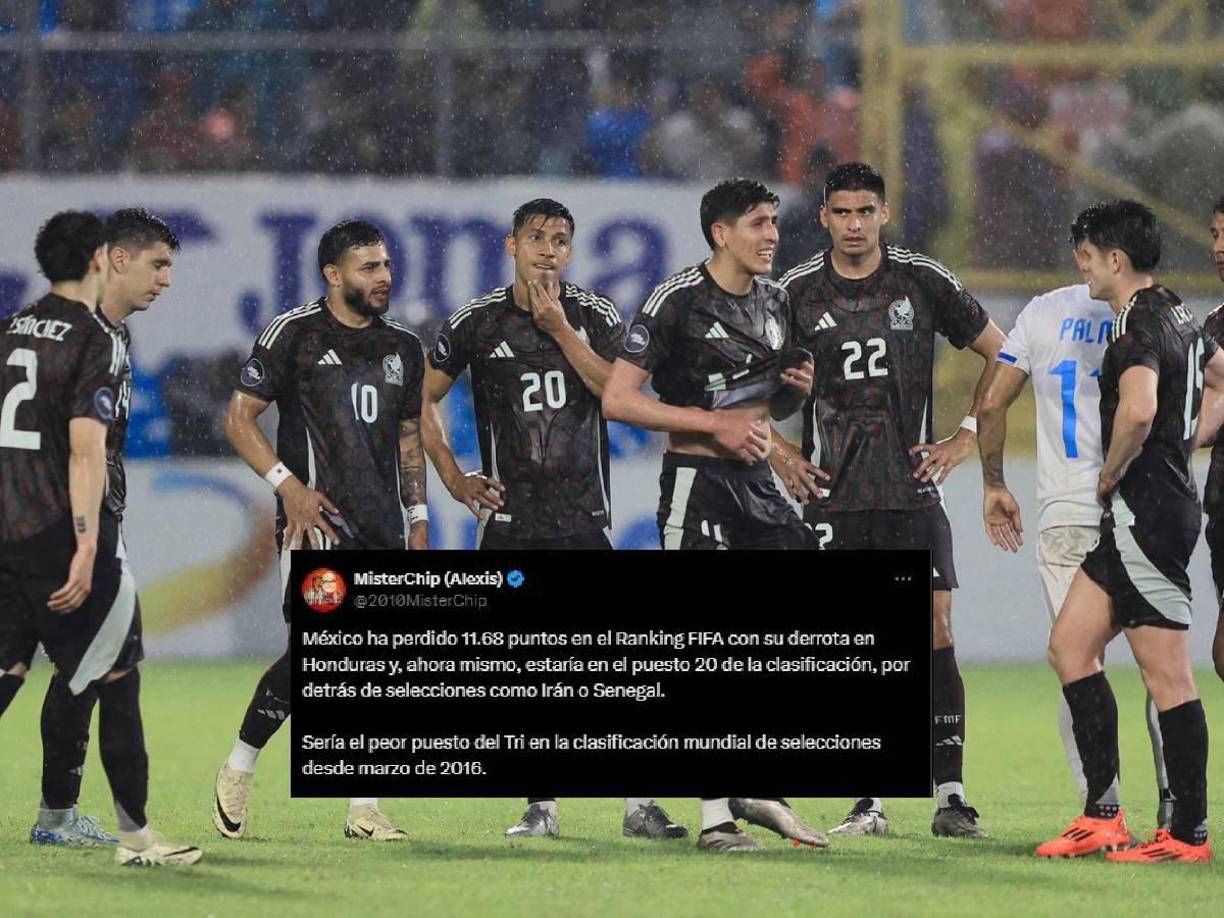 El dato de Mister Chip tras la derrota de México ante Honduras: “Sería el peor puesto del Tri en la clasificación mundial de selecciones desde marzo de 2016”.