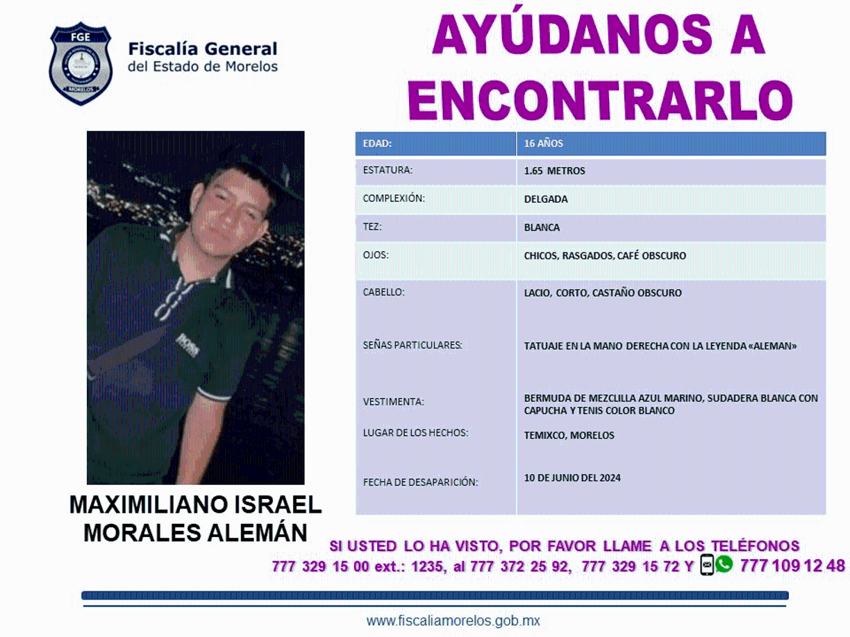 La familia de Maximiliano había reportado su desaparición el 10 de junio ante la Fiscalía de Morelos. Sin embargo, el joven regresó sorpresivamente a su casa en Temixco el 15 de julio, el mismo día en que se cometió el asesinato del policía. 