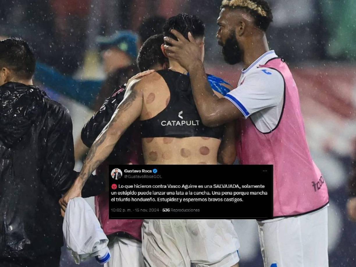 Sin embargo, señaló lo malo tras el pitazo final: “Lo que hicieron contra Vasco Aguirre es una SALVAJADA, solamente un estúpido puede lanzar una lata a la cancha. Una pena porque mancha el triunfo hondureño. Estupidez y esperemos bravos castigos”.