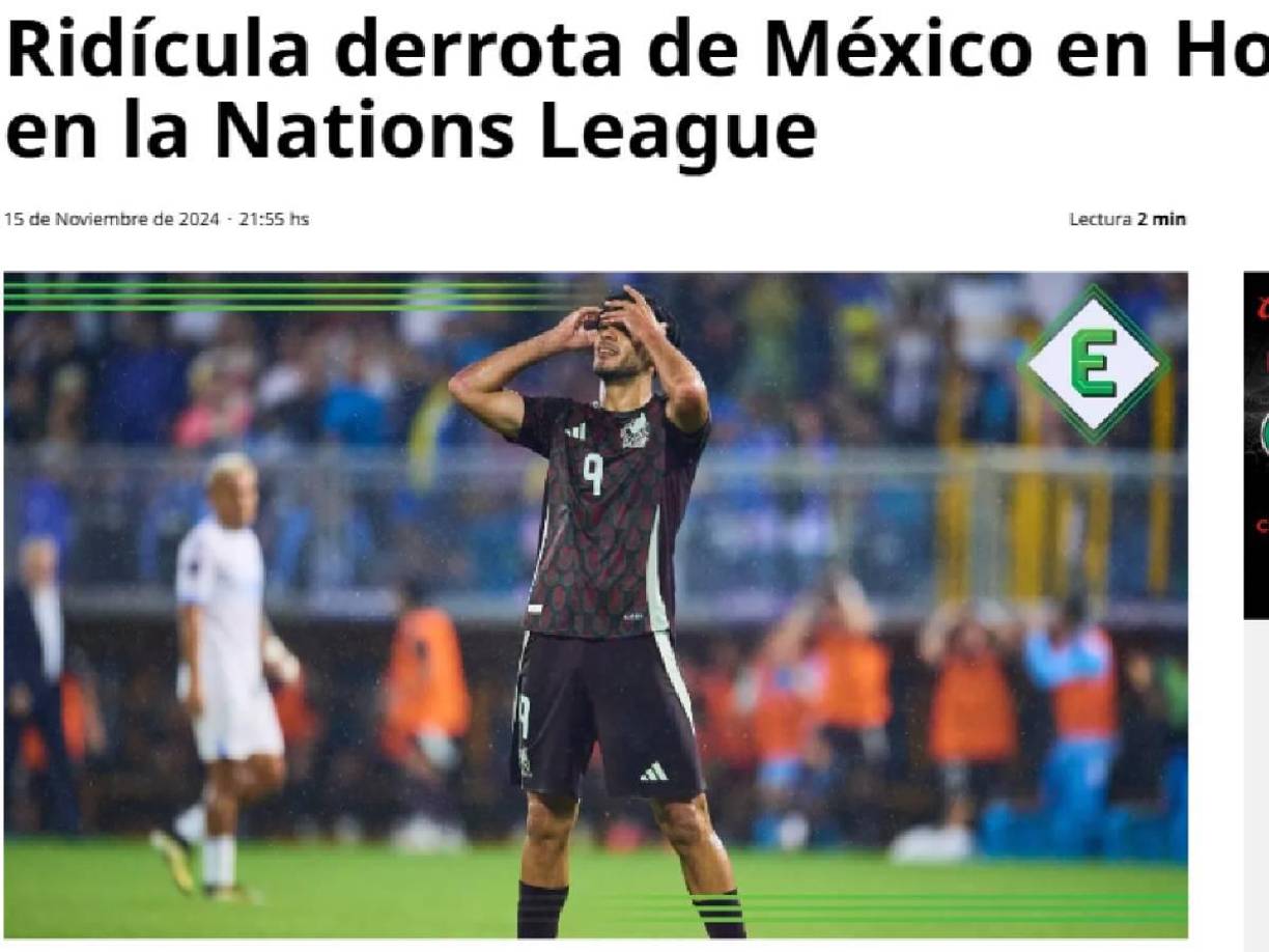 El portal Estadio calificó de “ridícula” la derrota del combinado azteca en el Estadio Morazán.