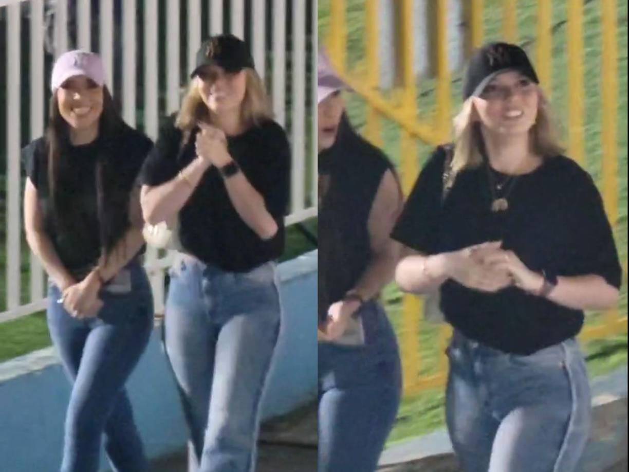 La siempre hermosa Cecilia García, novia de Agustín Auzmendi, llegando al estadio Nacional Chelato Uclés sufriendo por el frío en la capital de Honduras.