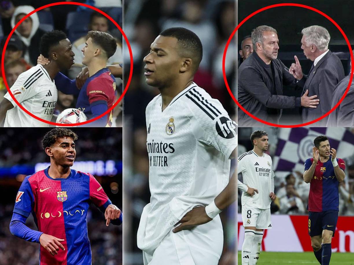 Las imágenes más llamativas que dejó el Clásico español que ganó el Barcelona por goleada 0-4 al Real Madrid en la jornada 11 de la Liga Española 2024-2025, en el estadio Santiago Bernabéu.