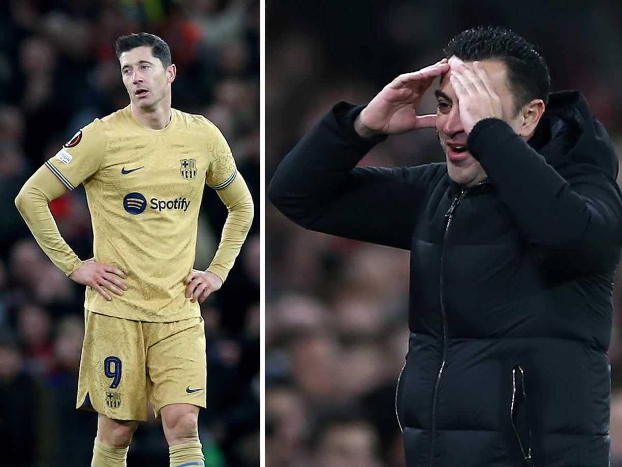 Las imágenes de la dolorosa eliminación del FC Barcelona en los dieciseisavos de final de la Europa League tras perder (2-1) contra el Manchester United en Old Trafford, con un dardo del argentino Alejandro Garnacho. 