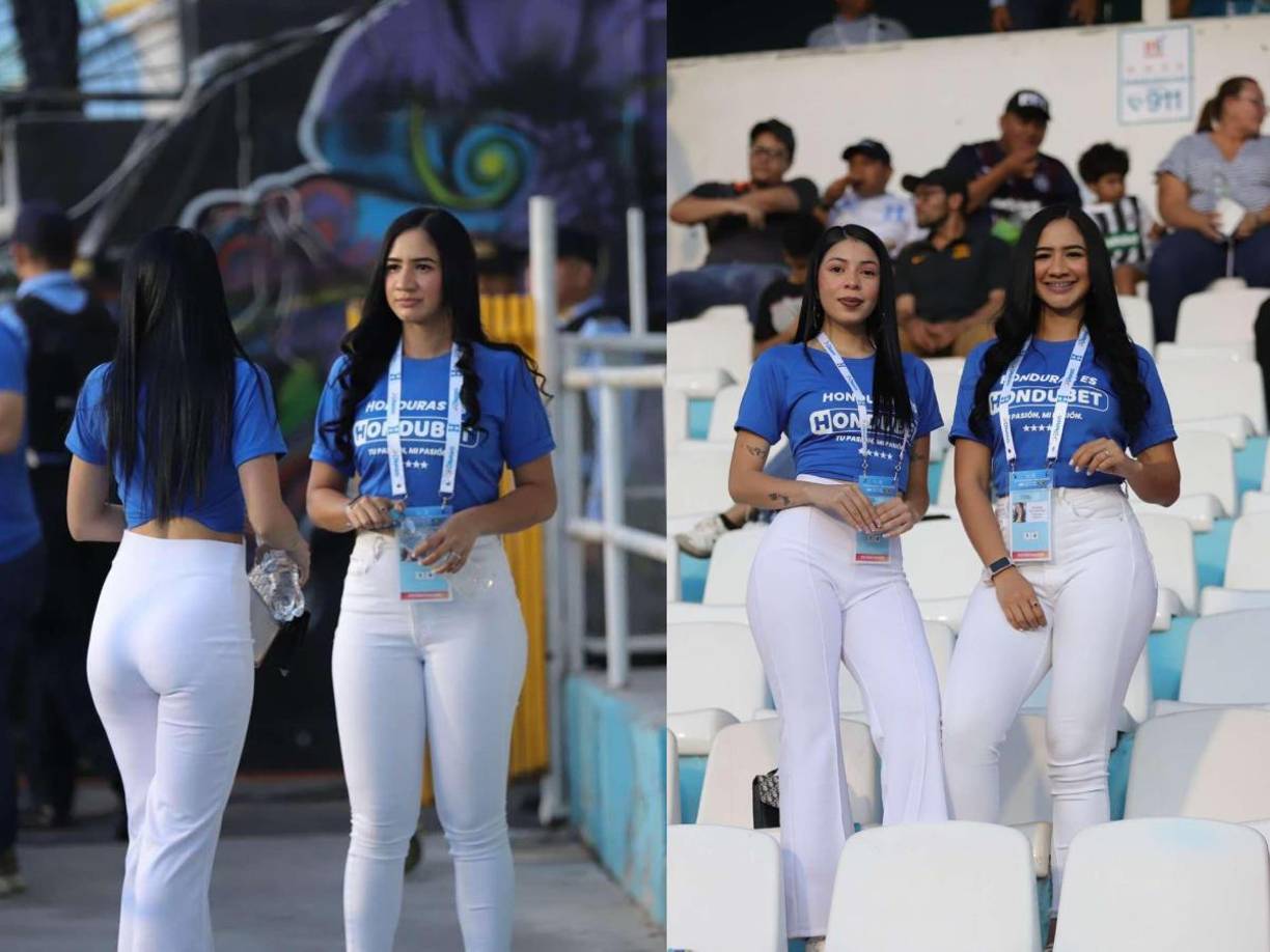 Las bellas edecanes robaron suspiros en el interior del Estadio Nacional a minutos del inicio del partido. 