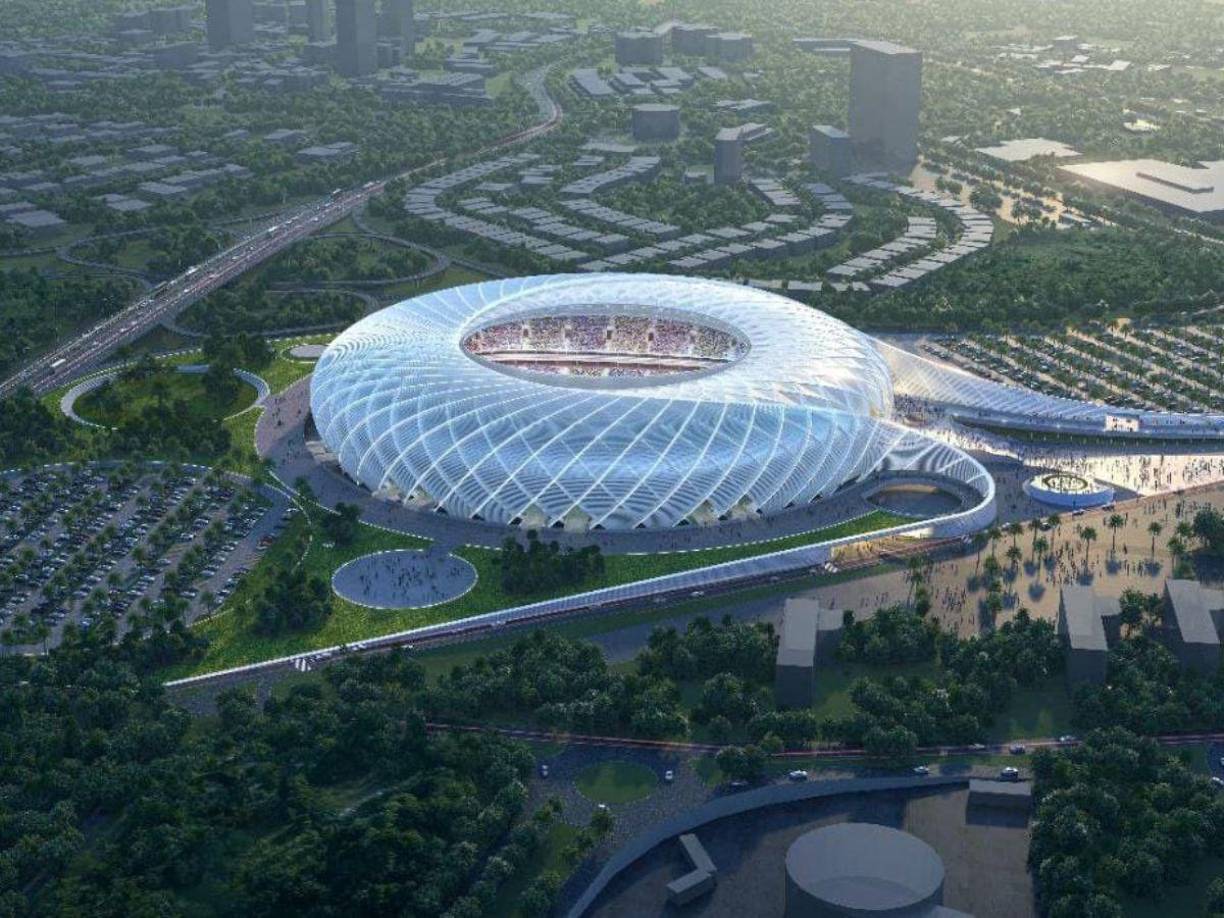 La forma aerodinámica que rodea el cuerpo principal “se inspira en las olas del mar respetando la apertura y la hospitalidad del pueblo salvadoreño”, dice parte del video presentación.