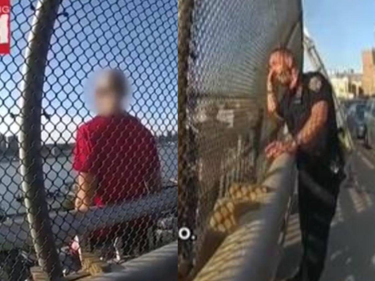 Un policía de Nueva York evitó una tragedia al convencer a un hombre de no lanzarse de un puente en la Gran Manzana. El policía suplicó con lágrimas al hombre para que se detuviera de cometer la locura.