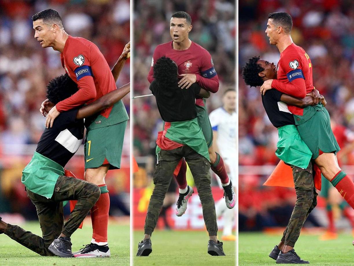 Un aficionado de la Selección de Portugal invadió la cancha durante el partido de los lusos ante Bosnia por las eliminatorias a la Eurocopa 2024 y se atrevió a hacer algo nunca antes visto con CR7.