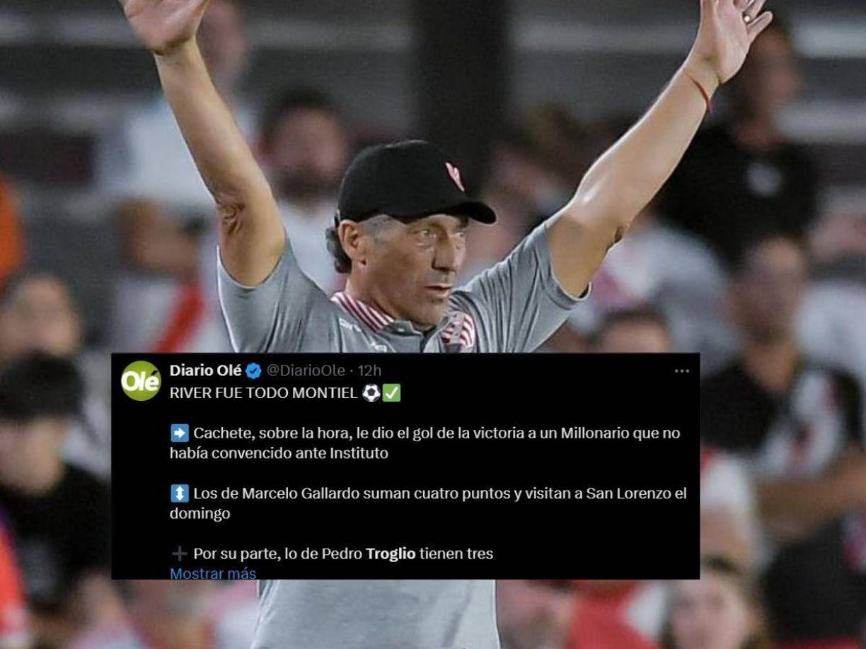 El prestigioso Diario Olé: “River fue todo Montiel”.