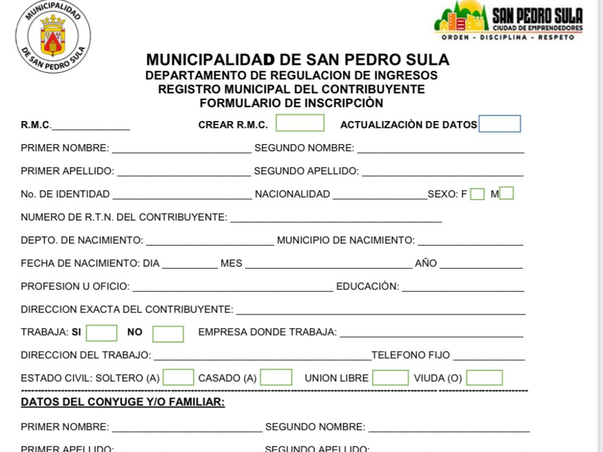 3. Registro Municipal del Contribuyente (R.M.C.) de la persona natural.