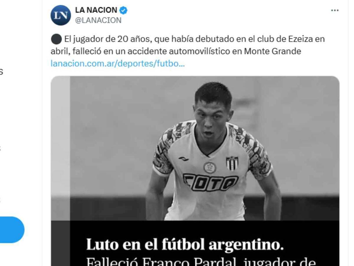 Medios de la Argentina informaron sobre la muerte del jugador. 