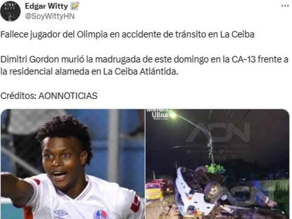 El periodista ceibeño, Edgar Witty, fue uno de los primeros en informar acerca del fallecimiento del joven delantero.