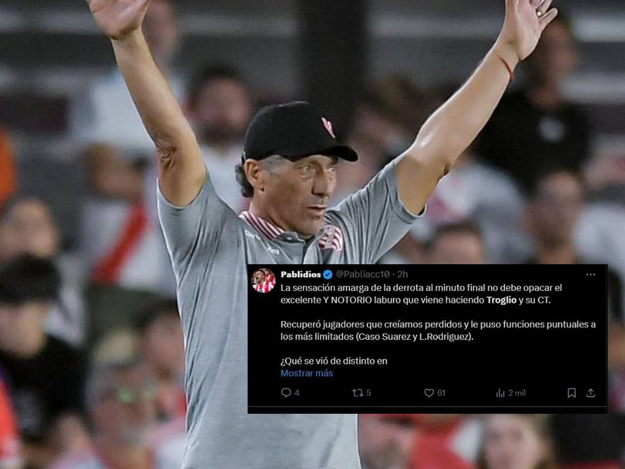 Pablidios: “Recuperó jugadores que creíamos perdidos y le puso funciones puntuales a los más limitados”.