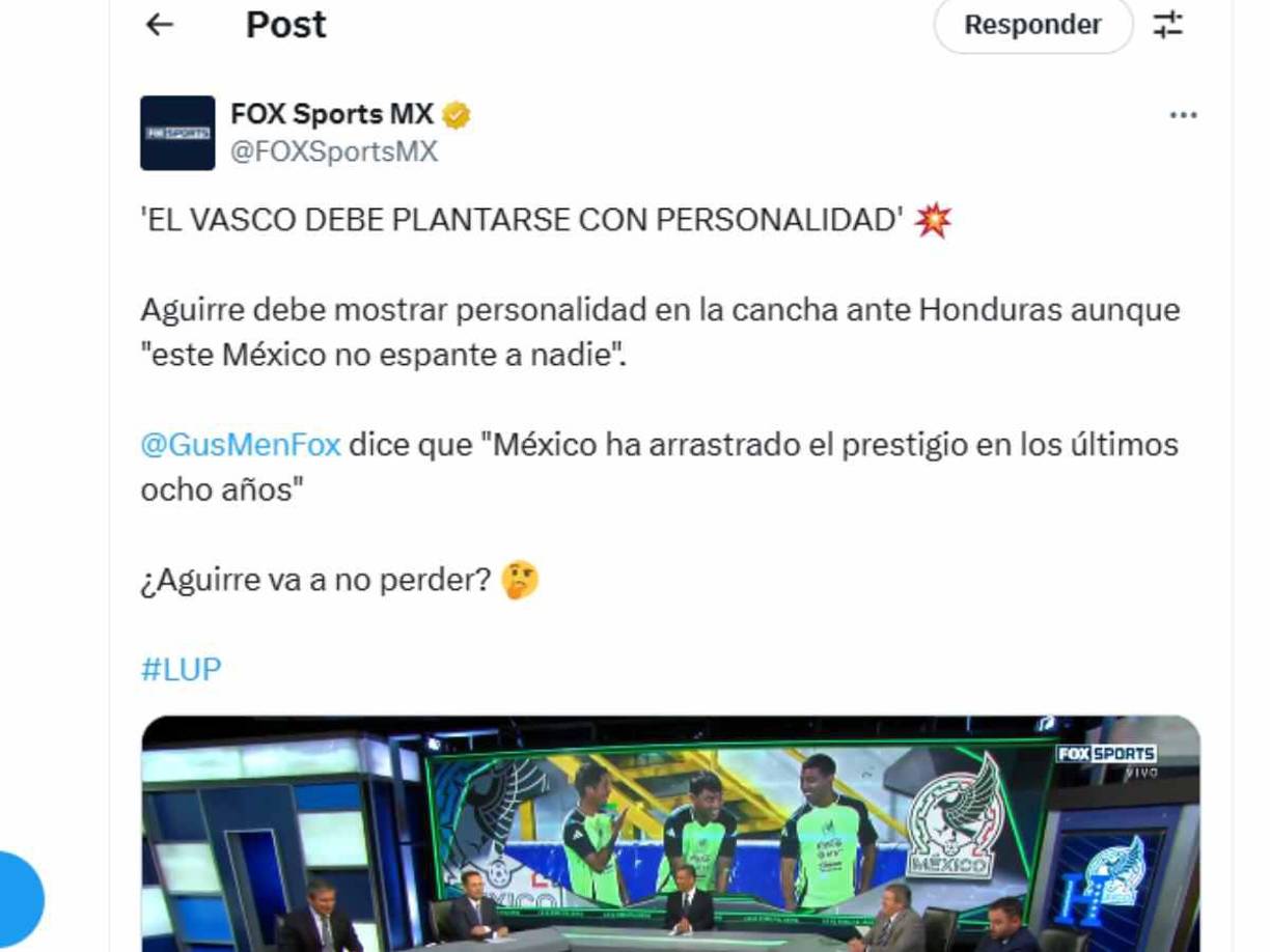 Fox Sports México dando su punto de vista sobre el DT Vasco Aguirre. 