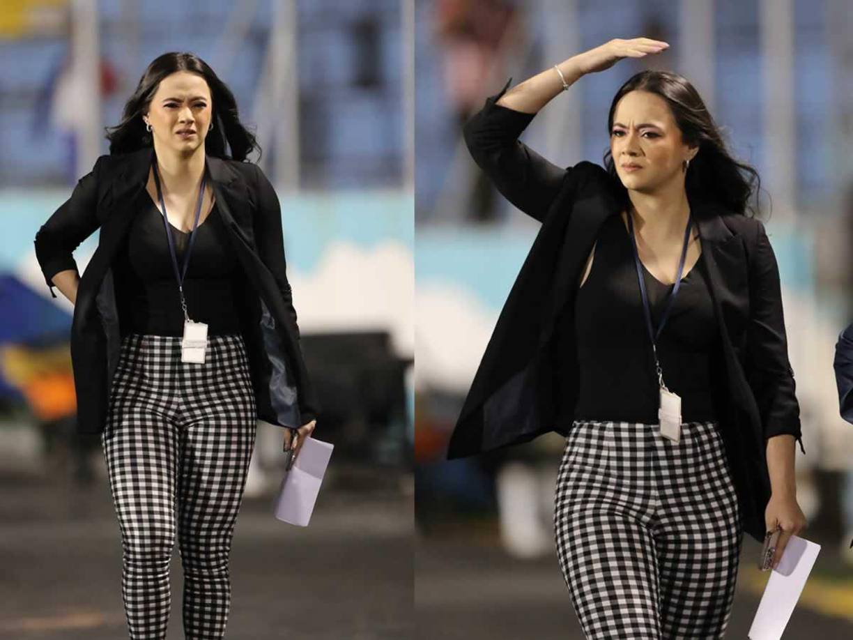 Isabel Zambrano, periodista de TVC, también robó miradas en el estadio Nacional Chelato Uclés.