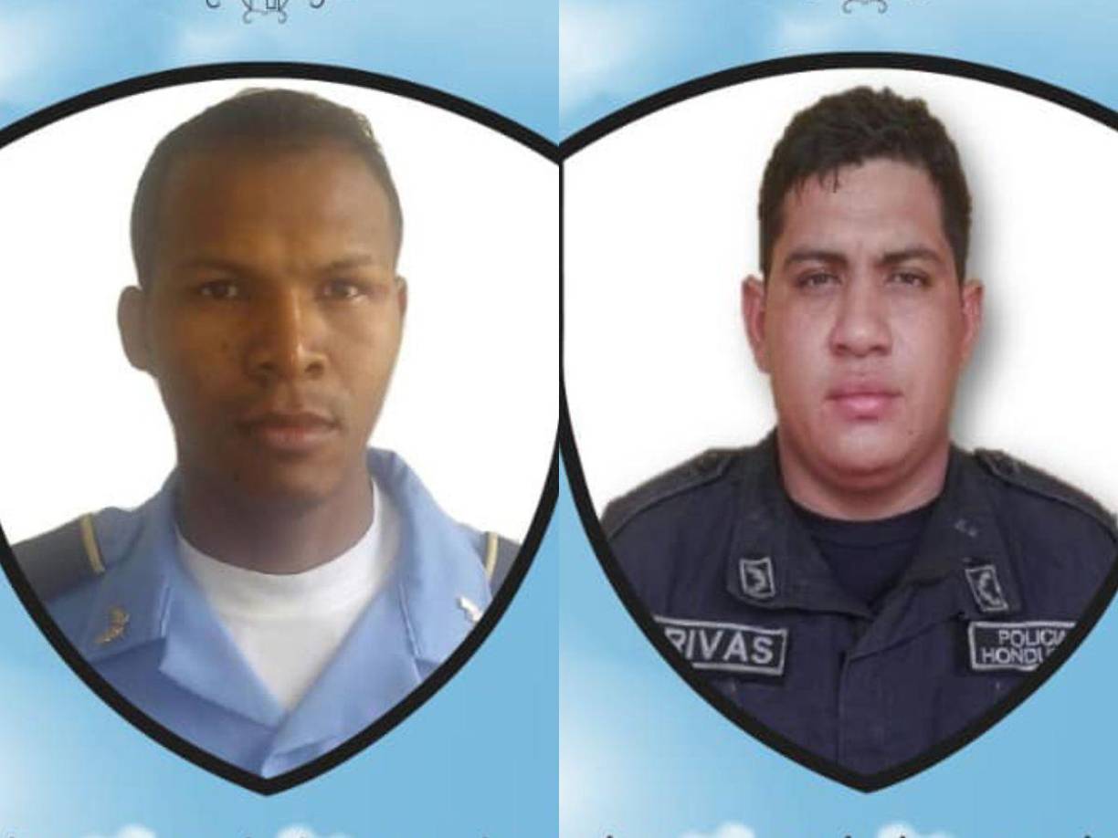 Danilo Bucle Gómez y Felipe Santiago Rivas Izaguirre fueron los dos policías que fueron asesinados la noche dle lunes. Estaban asignados a la estación de Dos Bocas en Santa Rosa de Aguán.