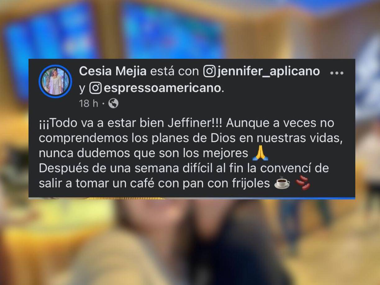 La periodista Cesia Mejía compartió este mensaje dedicado a Jennifer Aplícano, donde le deja palabras de ánimo. 