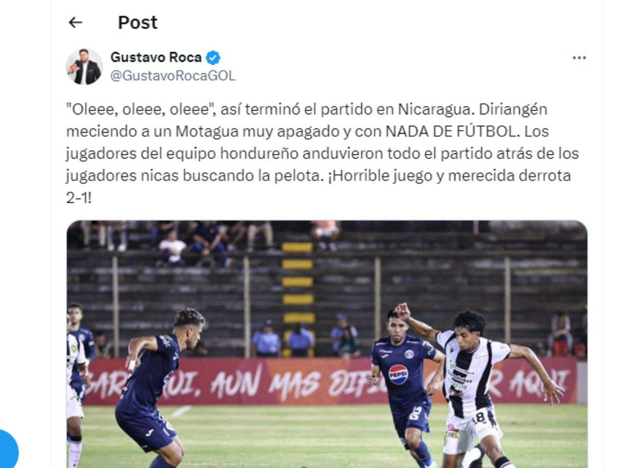 ”Horrible juego y merecida derrota 2-1”, indicó Gustavo Roca en donde además señaló que el olé se terminó escuchando en el juego.