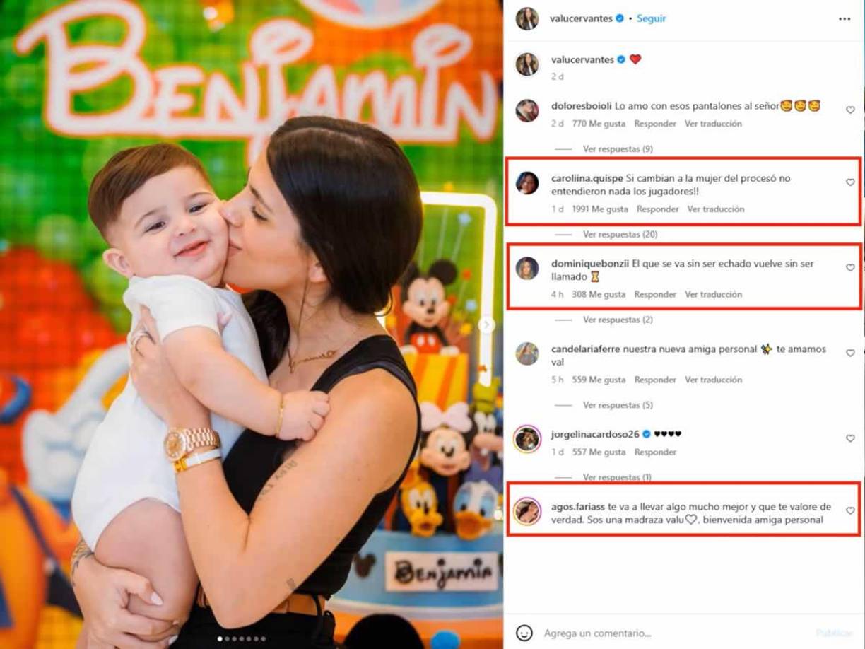 El jugador no fue el único que recibió mensajes: las seguidoras de Valentina también hicieron lo propio en sus publicaciones y le enviaron su apoyo. La joven también recibió comentarios luego de que se conociera la noticia.