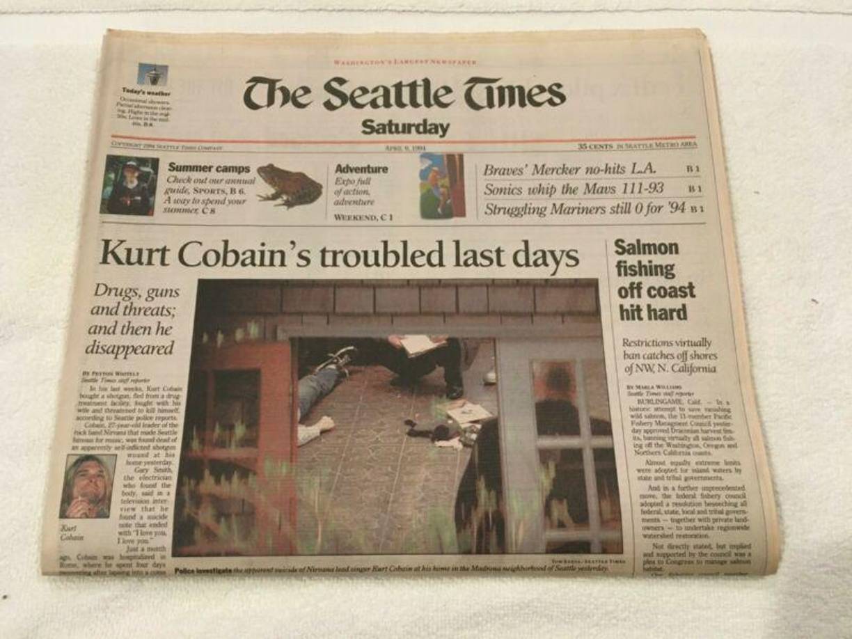 La noticia conmocionó el mundo entero, que no daba crédito ante la muerte de uno de los cantantes más reconocidos del mundo. Los principales periódicos de todo el mundo se hicieron eco y lo llevaron en portada el fatídico 8 de abril de 1994.