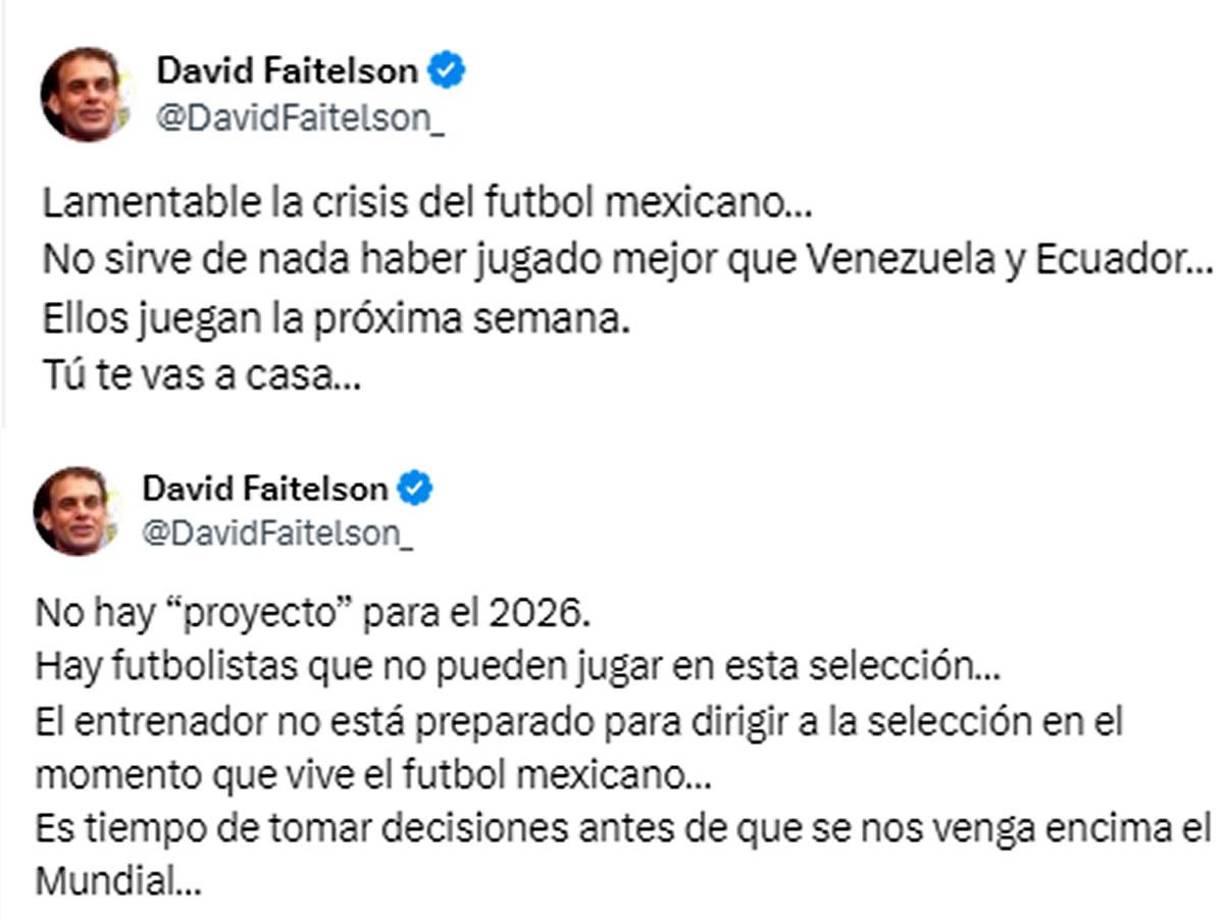 Faitelson lamenta “la crisis del fútbol mexicano”, no ve “proyecto para el 2026”. Arremtió contra los jugadores y pide la salida de Jaime Lozano. “Es tiempo de tomar decisiones antes de que se nos venga encima el Mundial”.