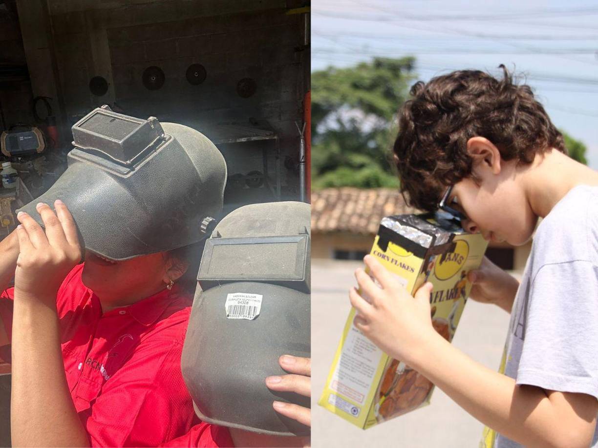 El eclipse solar anular se ha observado en todo el país y los hondureños se las ingeniaron para observarlo.