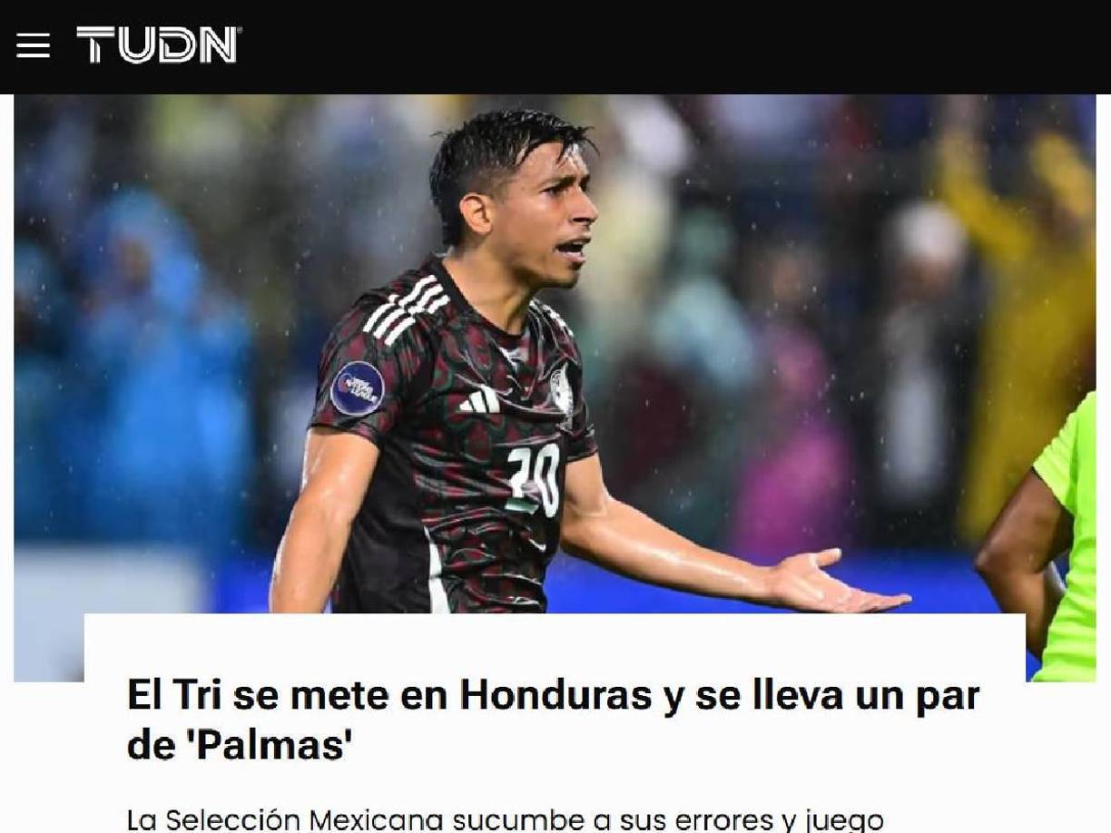 TUDN: “El Tri se mete en Honduras y se lleva un par de “Palmas”