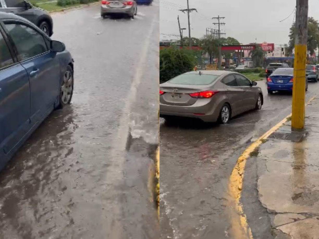 El bulevar Morazán quedó inundado en cuestión de minutos. Las previsiones no son alentadoras de cara al Honduras vs México.