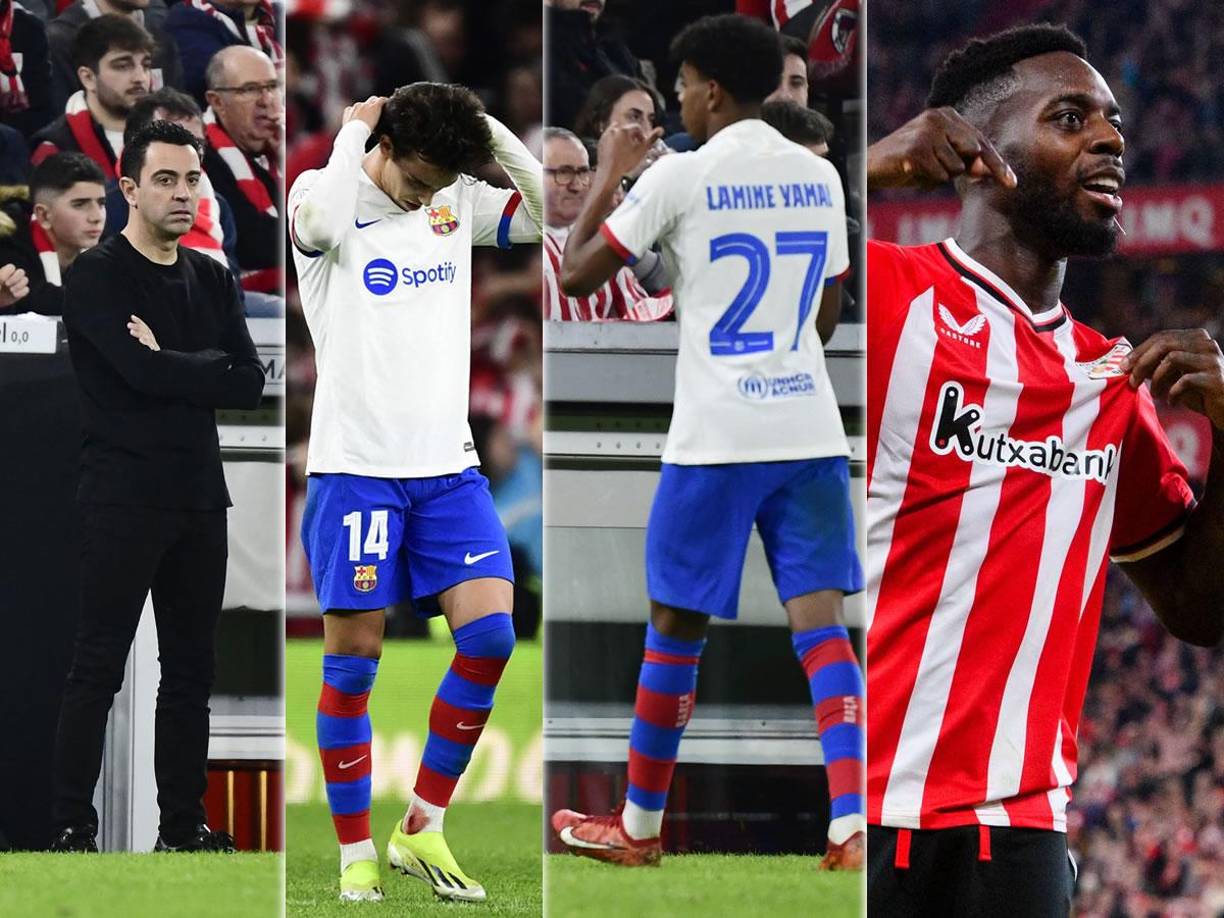 Las mejores imágenes de la eliminación del Barcelona en los cuartos de final de la Copa del Rey tras perder 4-2 contra el Athletic Club de Bilbao que clasificó a semifinales en San Mamés.