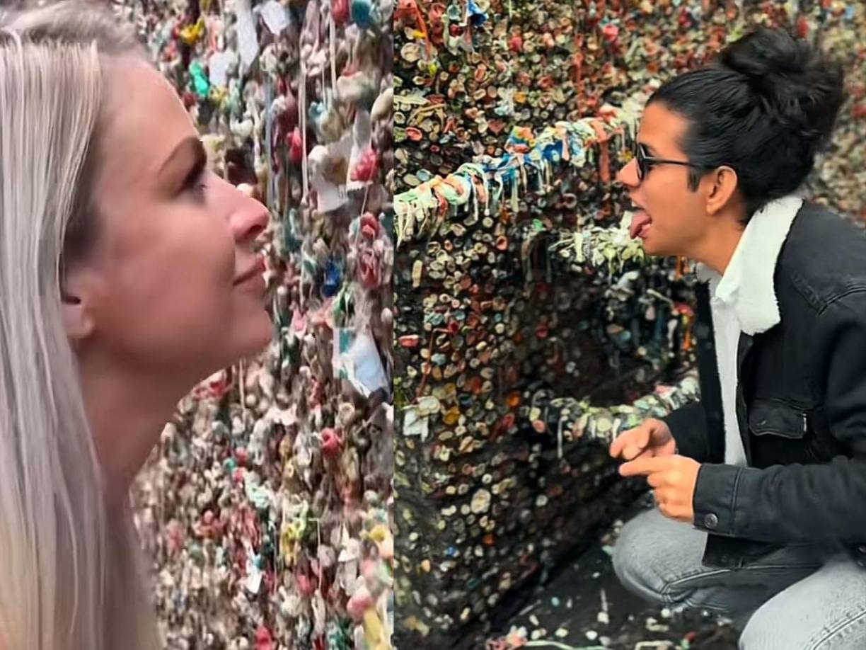Lamer una pared llena de gomas o chicles de mascar en una pared, se ha convertido en la atracción turística en Estados Unidos. Esta es la razón.