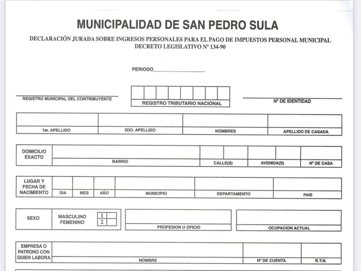 1. Formulario de Declaración Jurada anual del Impuesto sobre Industria, Comercio y Servicios, debidamente llena, con todos los datos solicitados en el formulario electrónico debidamente firmado y sellado.