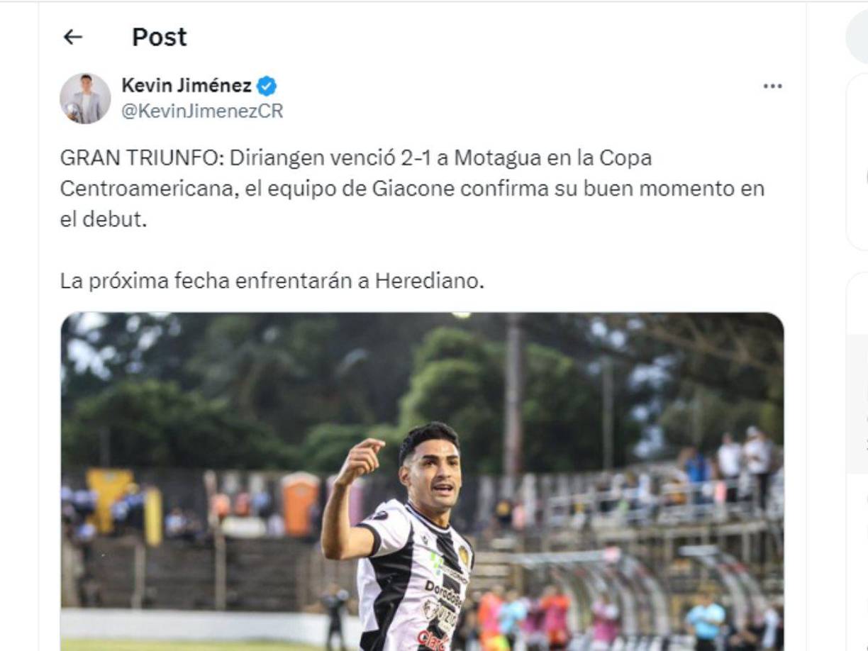 Kevin Jiménez de Costa Rica dio su punto sobre el triunfo del Diriangén ant Motagua.