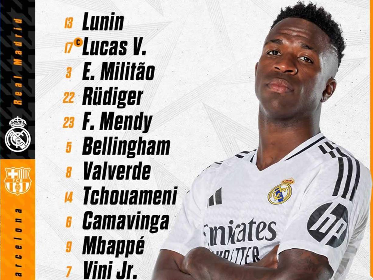 Los 11 titulares del Real Madrid para el Clásico contra el Barcelona.