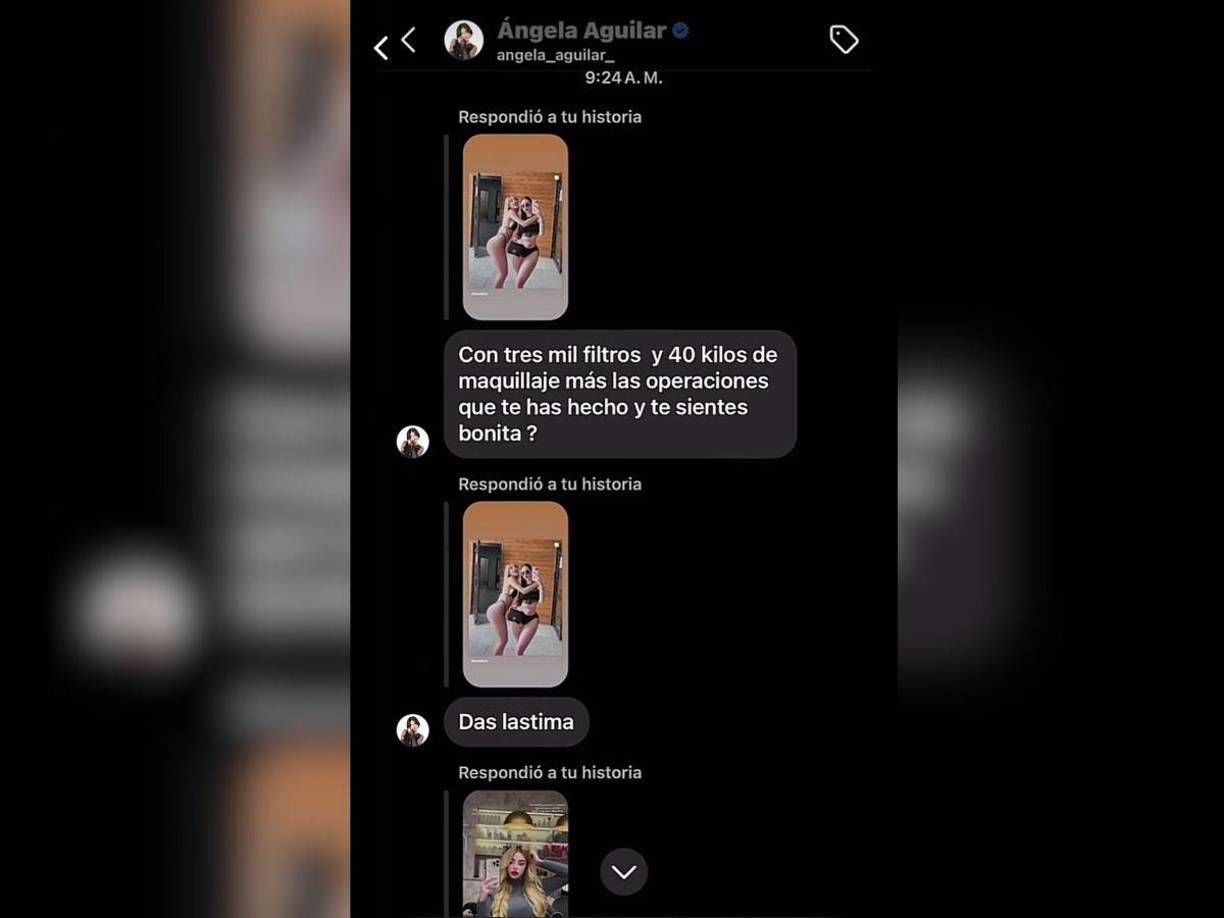 Finalmente, en una última publicación, la supuesta amante de Nodal compartió una captura de las presuntas respuestas que Ángela le hace a sus historias en Instagram.