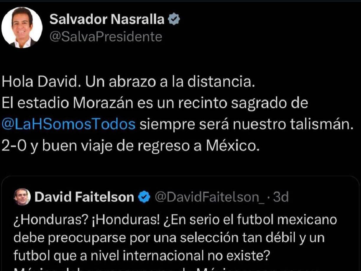 Salvador Nasralla le mandó un mensaje a David Faitelson tras el triunfo de Honduras sobre México.