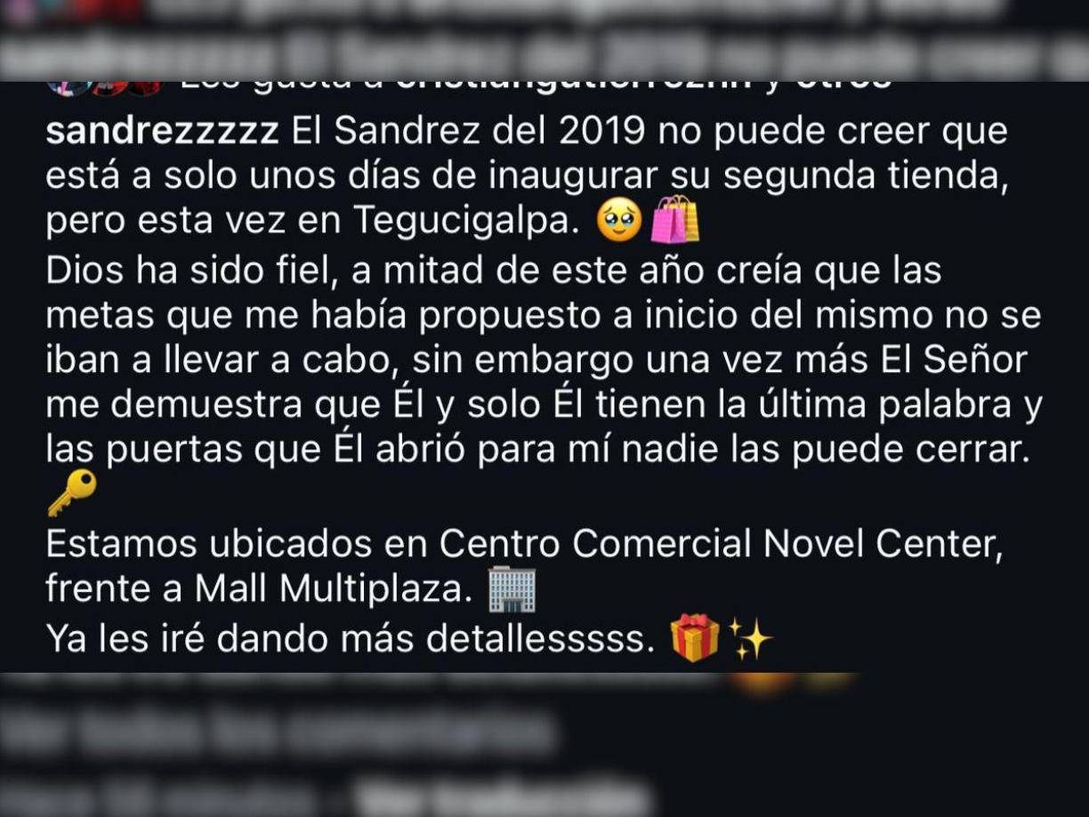 ”Sandrez del 2019 no puede creer que está a solo unos días de inaugurar su segunda tienda”, escribió. 