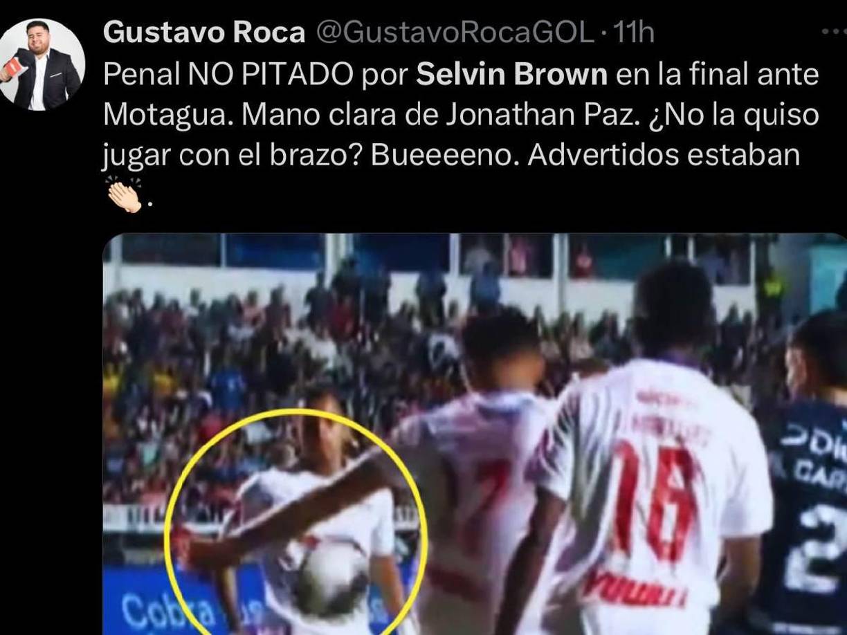 Gustavo Roca fue sarcástico con la mano de Jonathan Paz. “Advertidos estaban”.