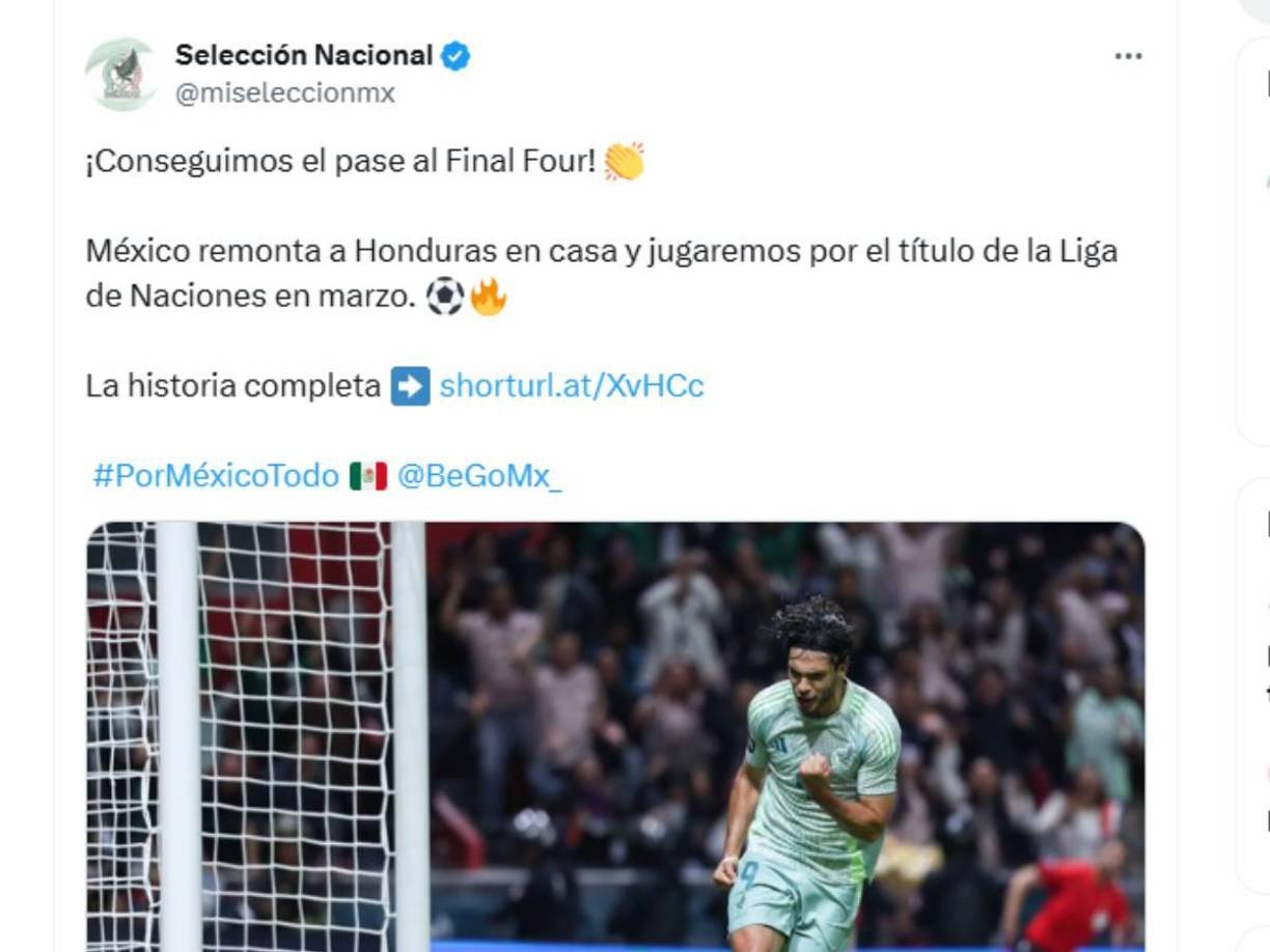La selección de México en sus redes sociales dejó este mensaje. 