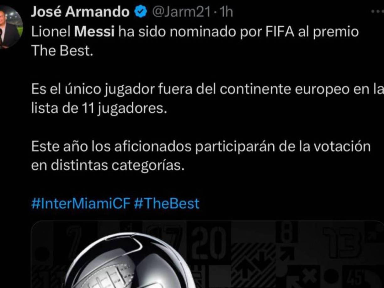 La nominación de Messi ha desatado revuelo en las redes sociales. 