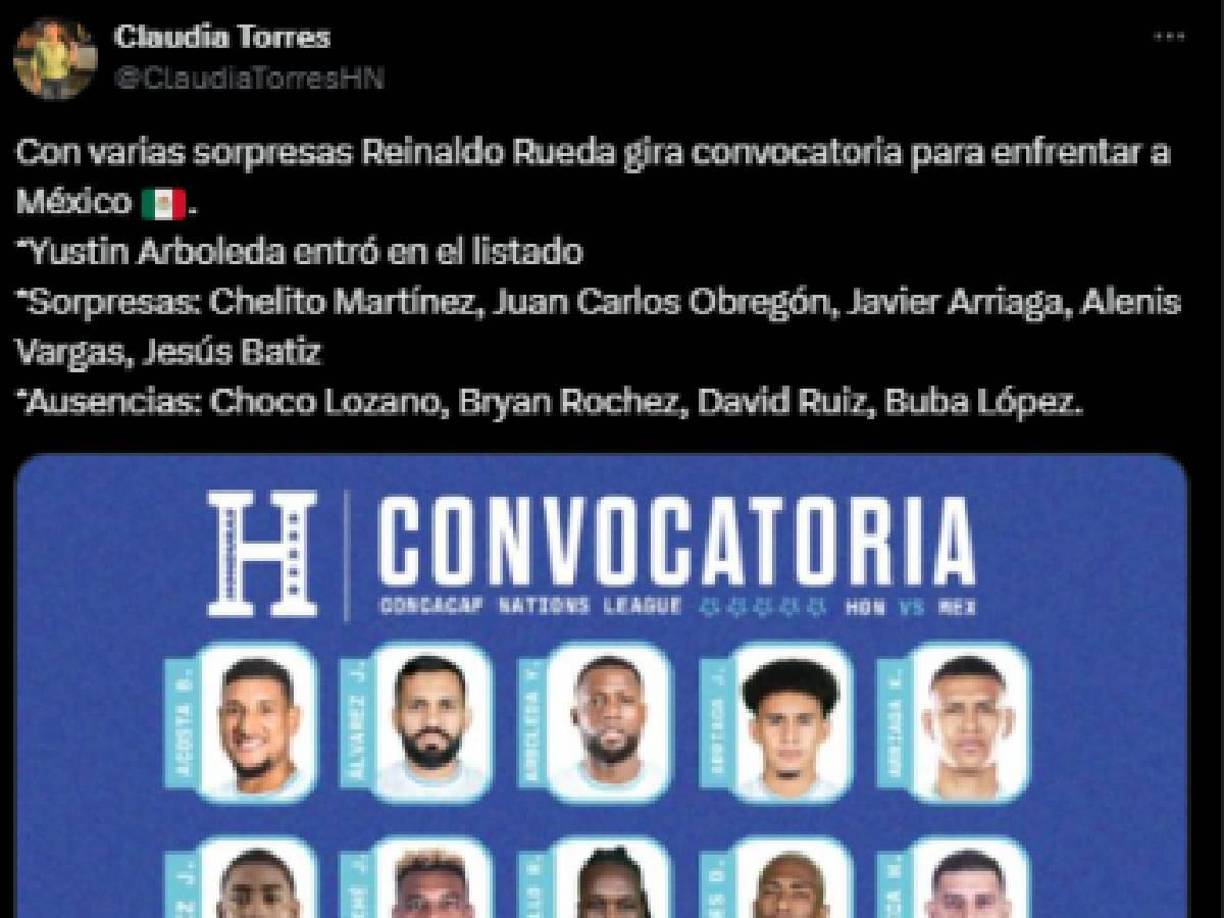 Claudia Torres, periodista de Diario DIEZ también destacó las ausencias de: “Choco Lozano, Bryan Rochez, David Ruiz, Buba López”.