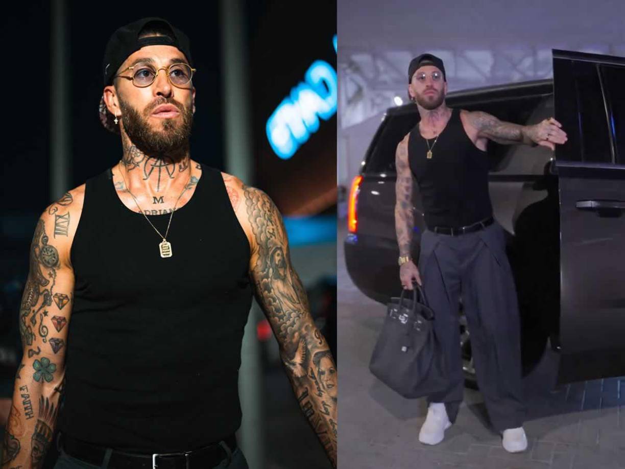 Sergio Ramos, llegando al UFC 308. Con este ‘look’ llegó el futbolista español a apoyar a su amigo Ilia Topuria.
