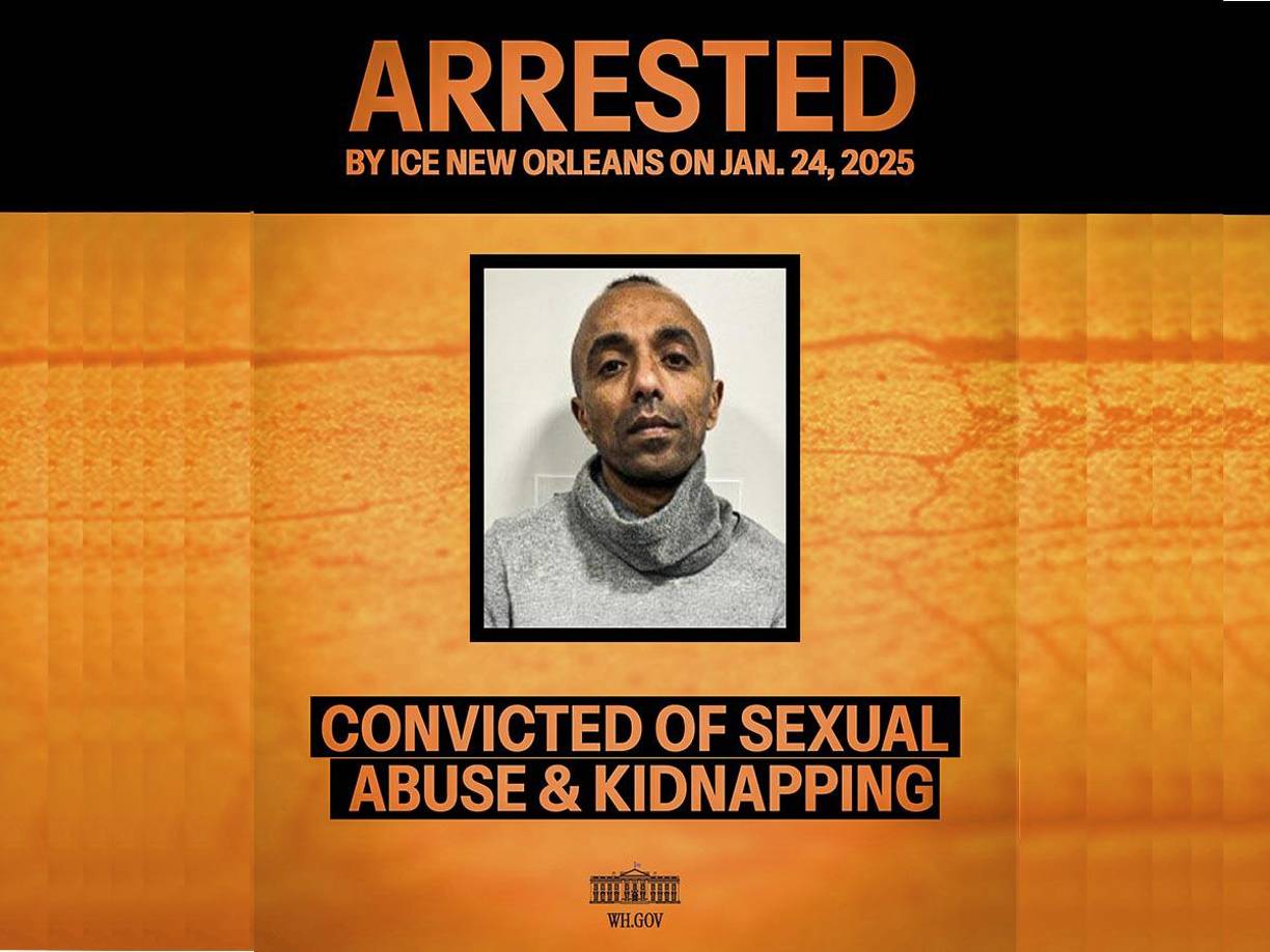 Jared Geremew Mekonnen, un ciudadano etíope con antecedentes de delitos sexuales, fue detenido por ICE en Nueva Orleans el 24 de enero de 2025 como parte de las operaciones de seguridad nacional.