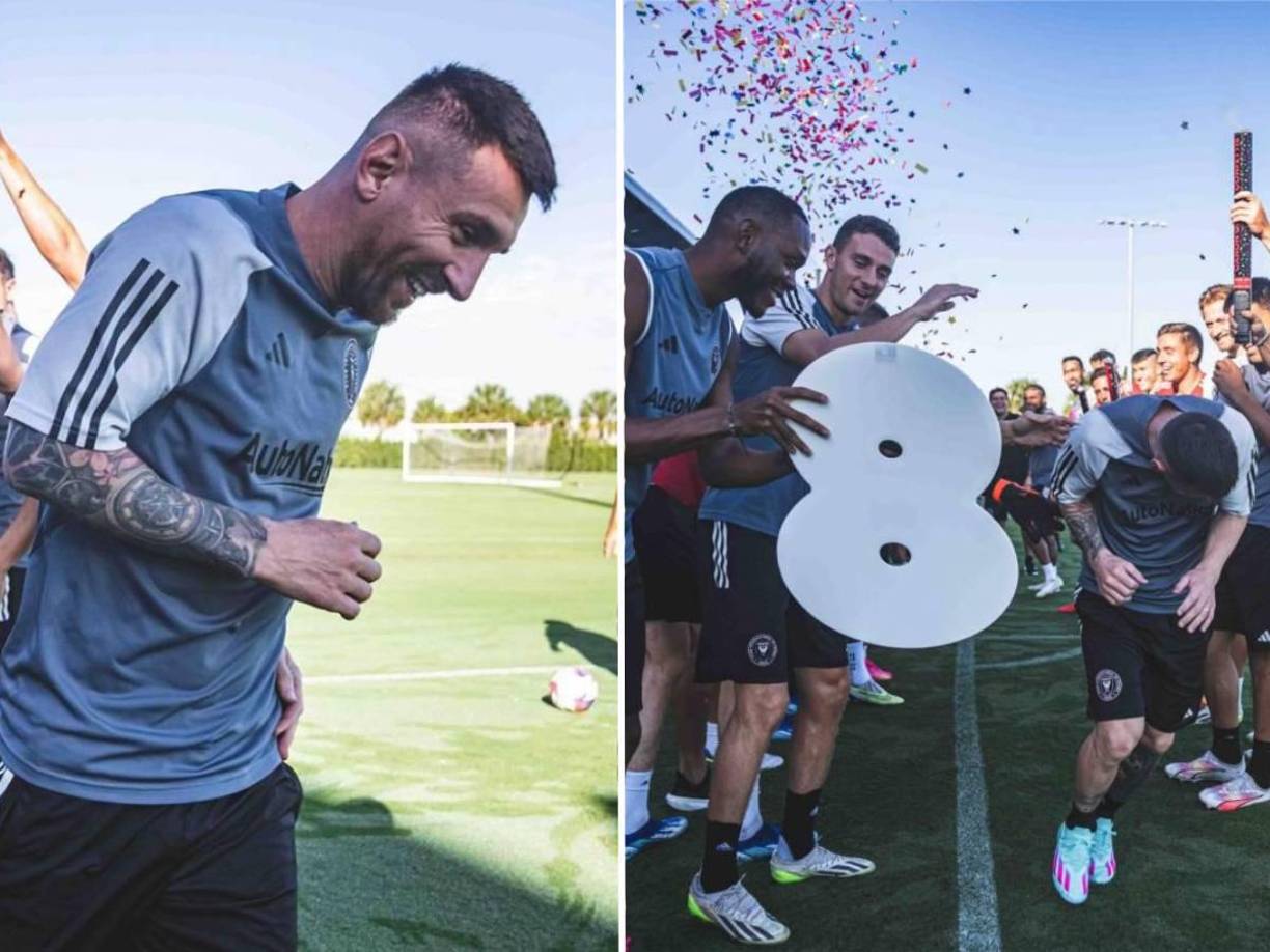 La plantilla del Inter Miami celebró este martes a Leo Messi en su regreso al centro deportivo del club en Fort Lauderdale tras recibir el lunes su octavo Balón de Oro.