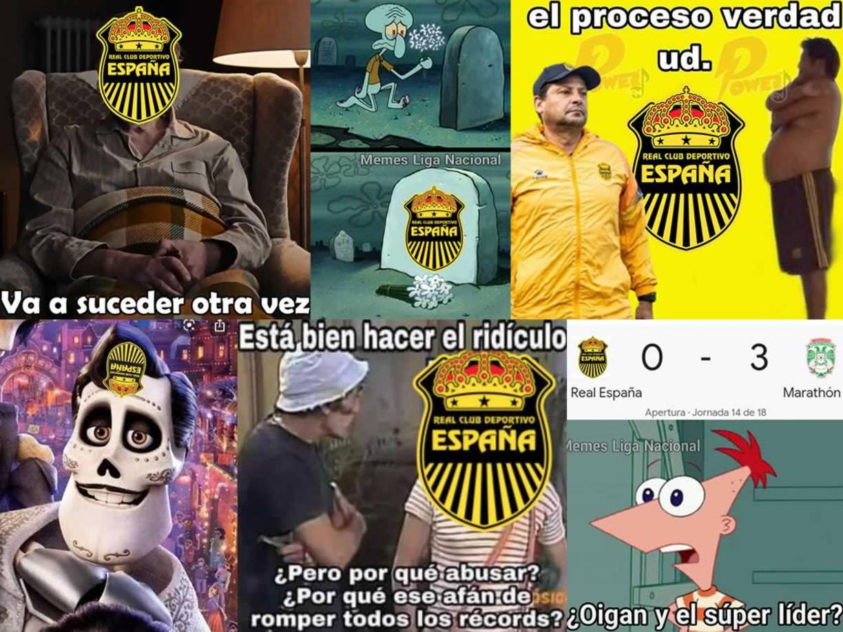 Los mejores memes que dejó la goleada que le metió el Marathón (0-3) al Real España en el derbi sampedrano por la jornada 14 del Torneo Apertura 2024 de la Liga Nacional de Honduras.