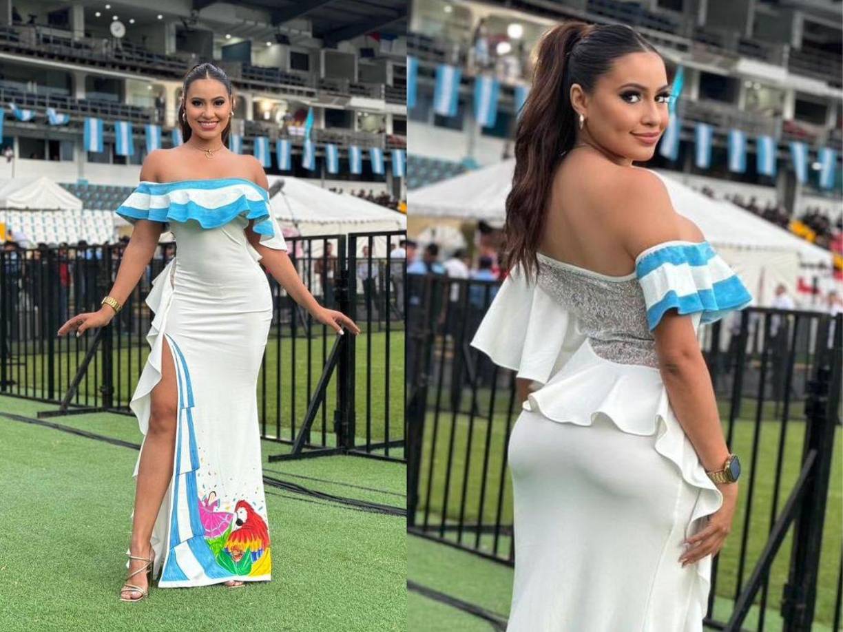 Para la cobertura de los desfiles patrios, la reconocida presentadora de televisión lució un hermoso vestido blanco que destaca sus curvas.