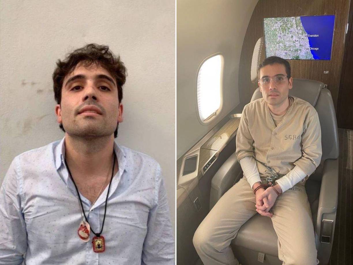 Las autoridades mexicanas han decidido extraditar a Ovidio Guzmán, hijo de Joaquín "El Chapo" Guzmán, hacia los Estados Unidos. Una imagen reciente del joven circula en las redes sociales, mostrándolo vestido con un traje de color beige, cabello corto, gafas, esposado y con cadenas en su cuerpo.
