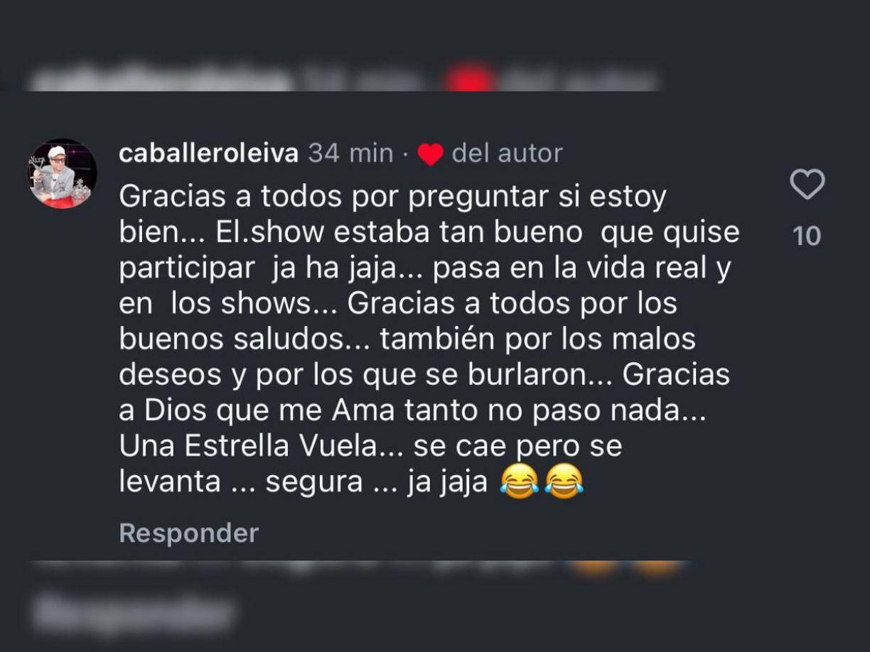 El presentador se pronunció en sus redes sociales y explicó que afortunadamente se encuentra muy bien luego de la caída. 